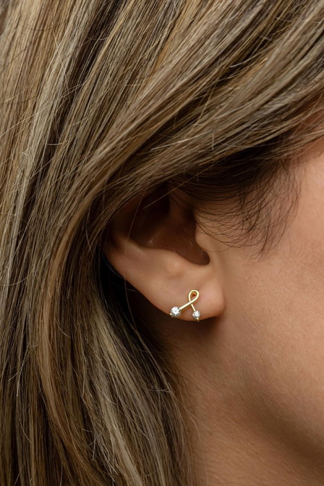 Heliophilia Silver Pendientes de Plata de Ley 925 con Baño de Oro y Circón Dorado